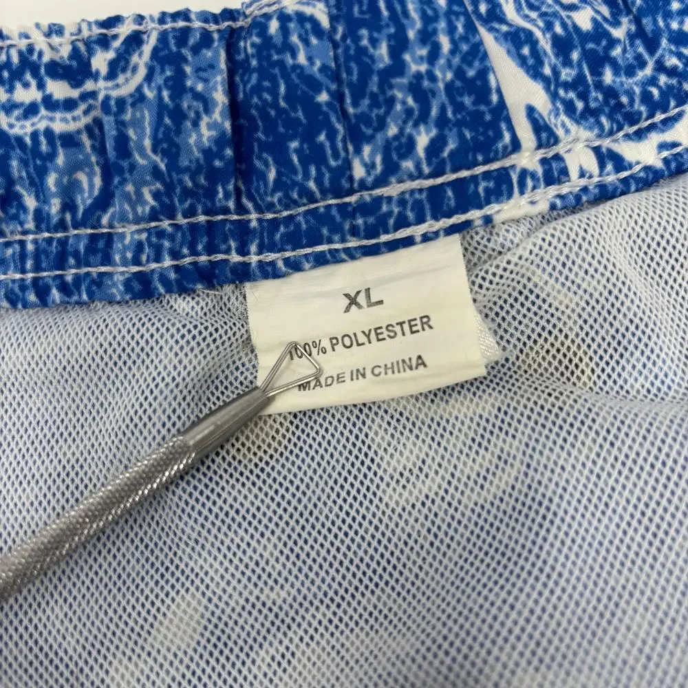 Peter Millar XL Blue‎ Germ Pattern Stretch Waist Swim Trunks